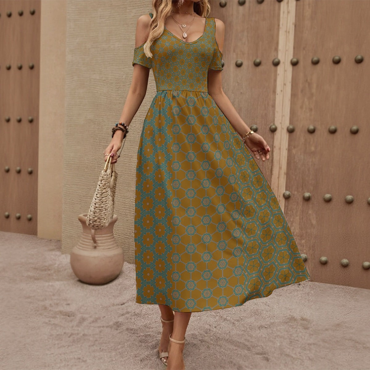 Guldens - Shoulderless V-Neck Dress