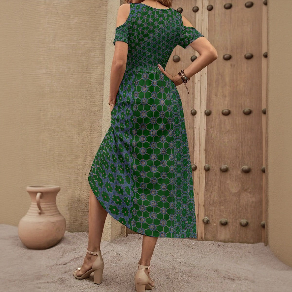 SaucyBloom - Shoulderless V-Neck Dress