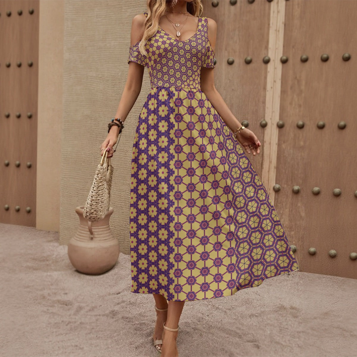 Off Shoulder V-Neck Dress