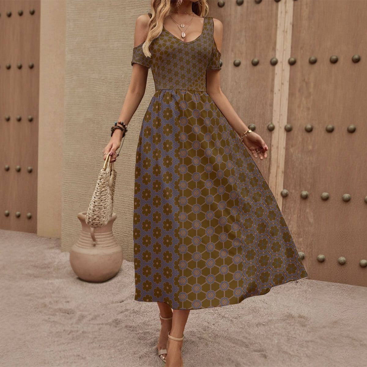 Off Shoulder V-Neck Dress