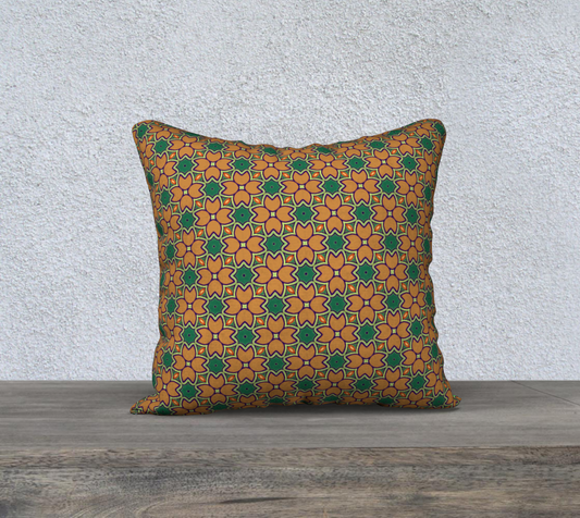 brown green floral double sided pillow case