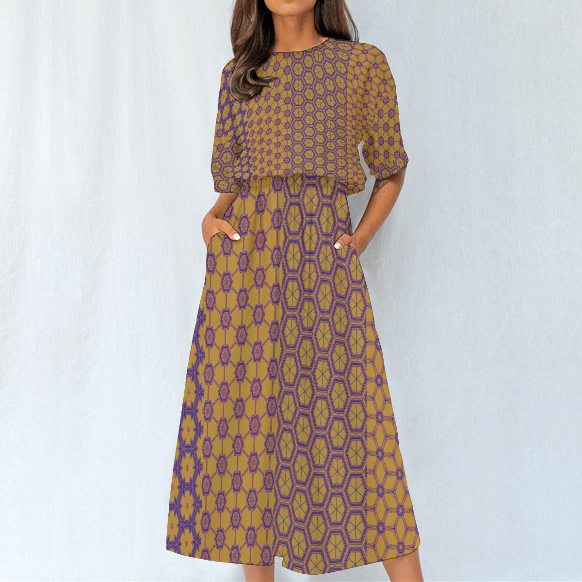 GoldenDharma - Knee Length Dress