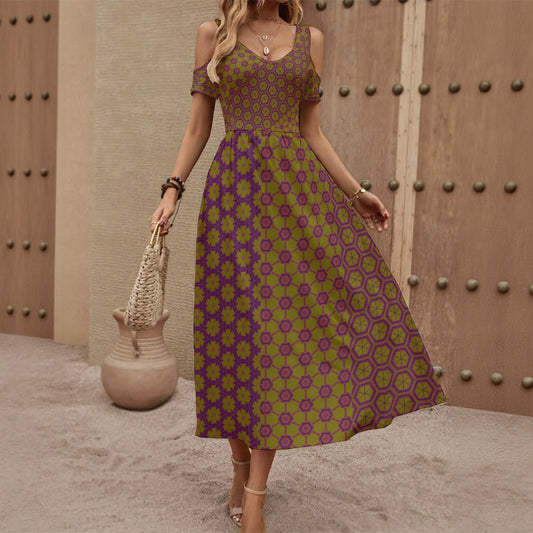 SplitPea - Shoulderless V-Neck Dress