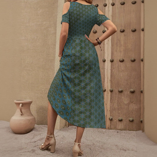 OliveSky - Shoulderless V-Neck Dress