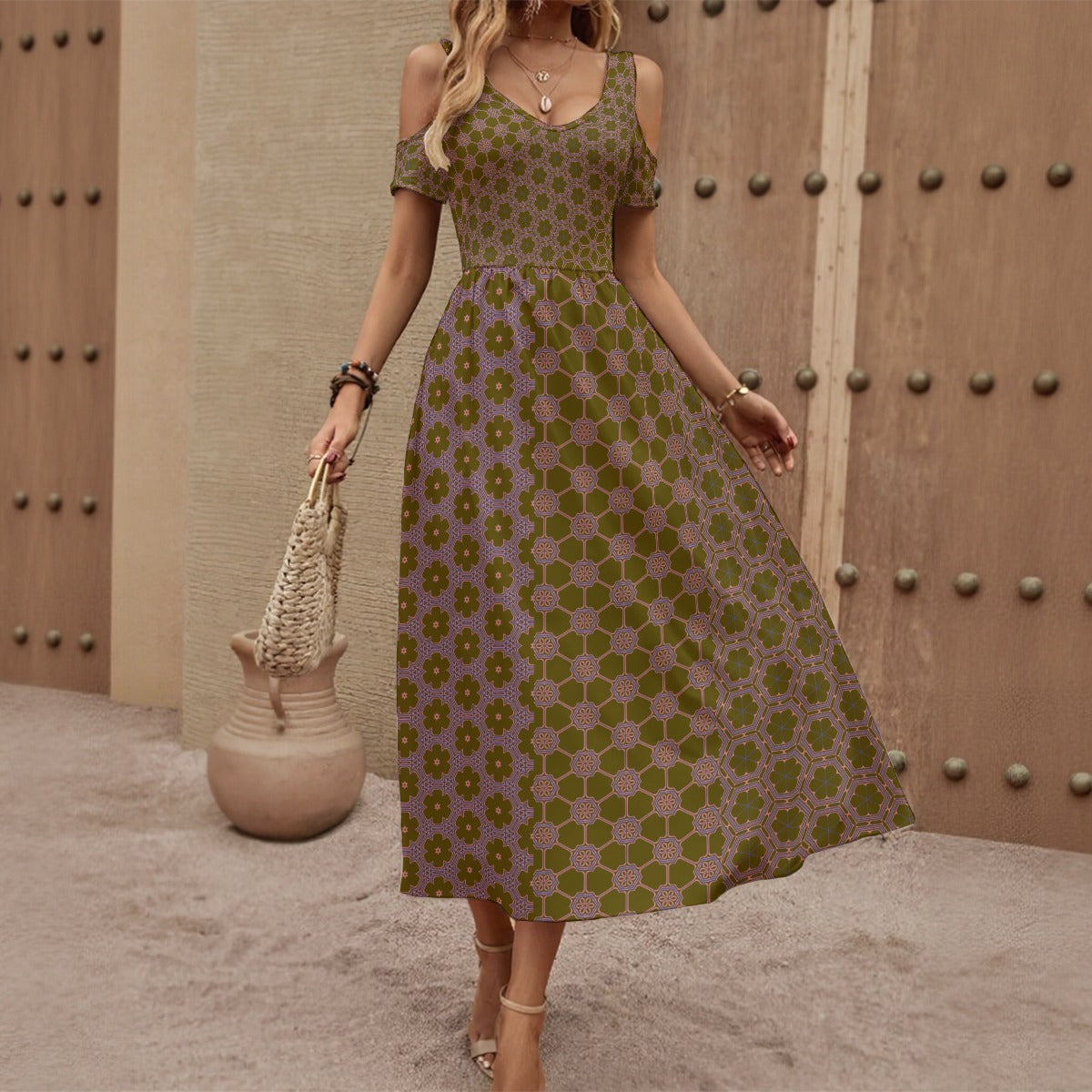 Off Shoulder V-Neck Dress