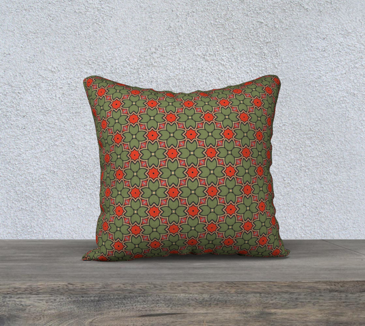 olive orange floral double sided pillow case