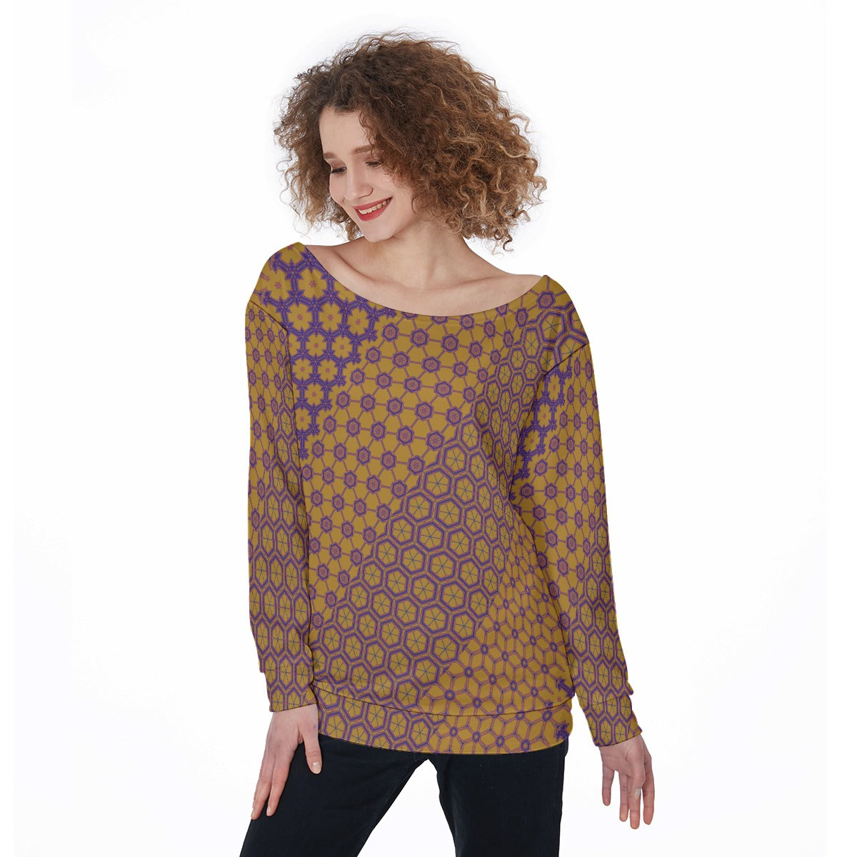 GoldenDharma - Off Shoulder Ssweatshirt