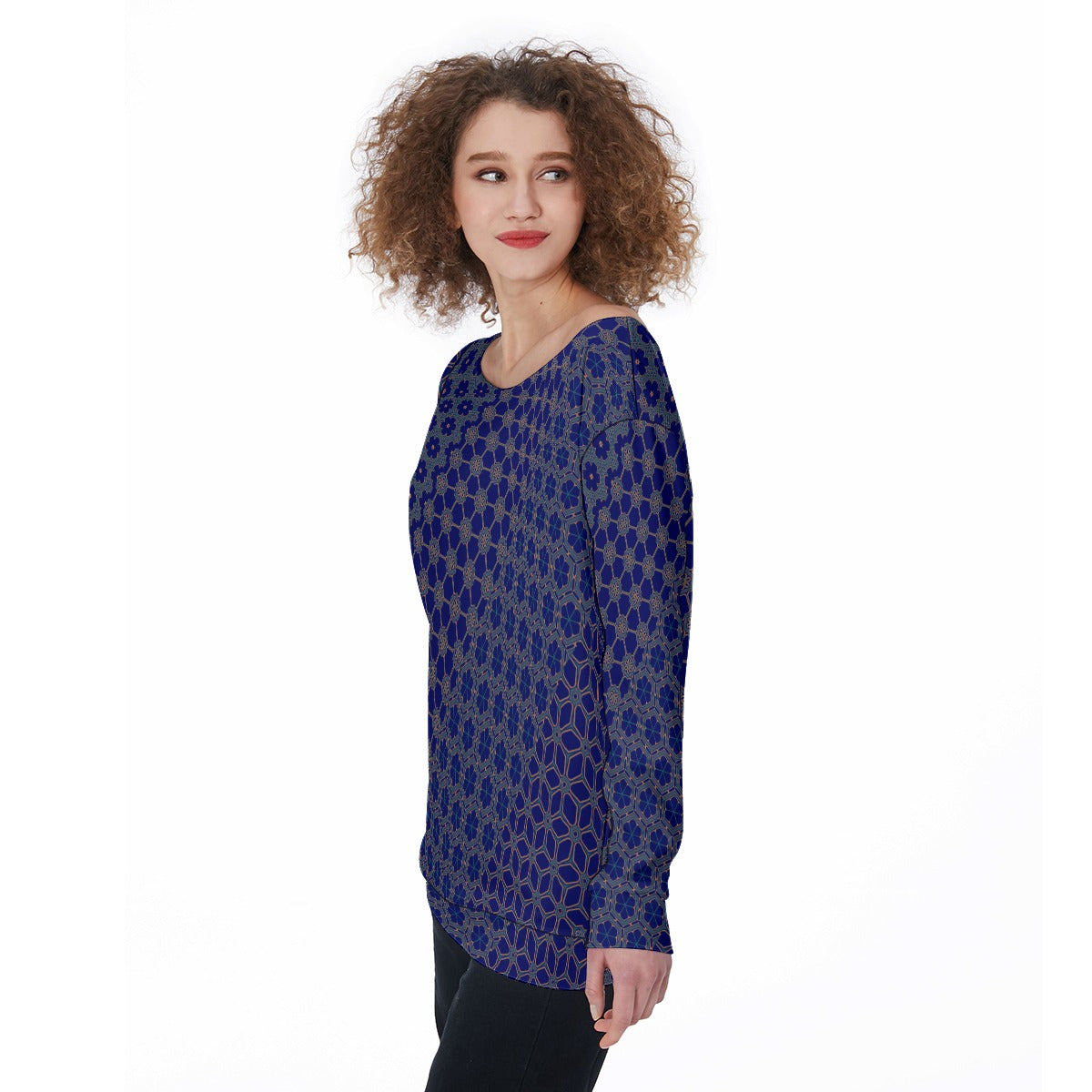 RegalNavy - Off Shoulder Ssweatshirt