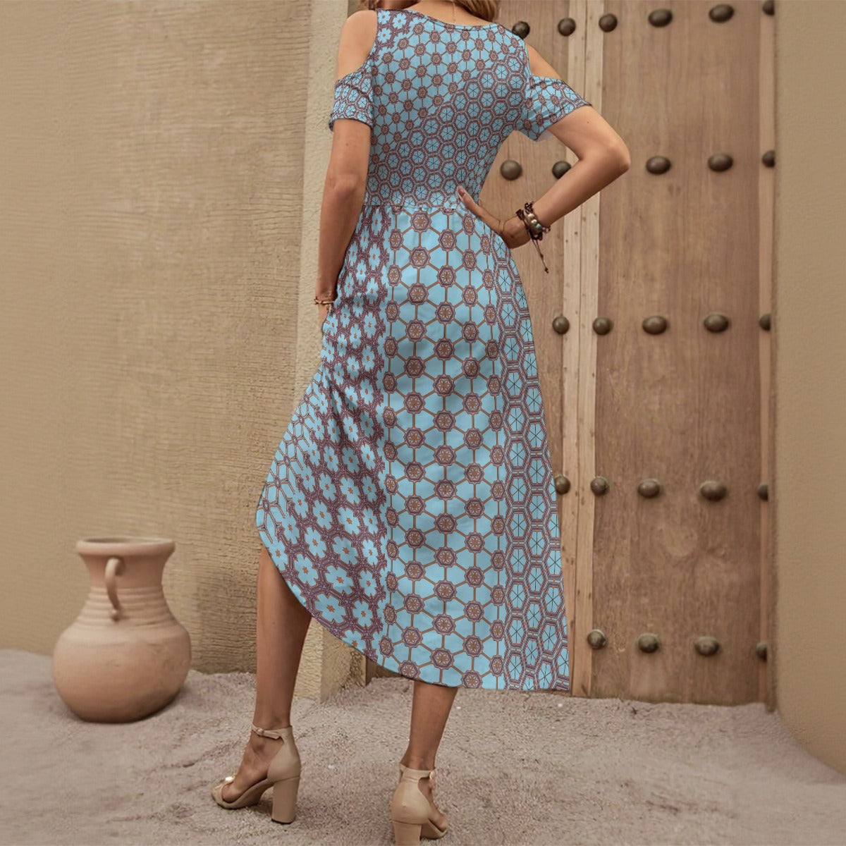 SunRise - Shoulderless V-Neck Dress