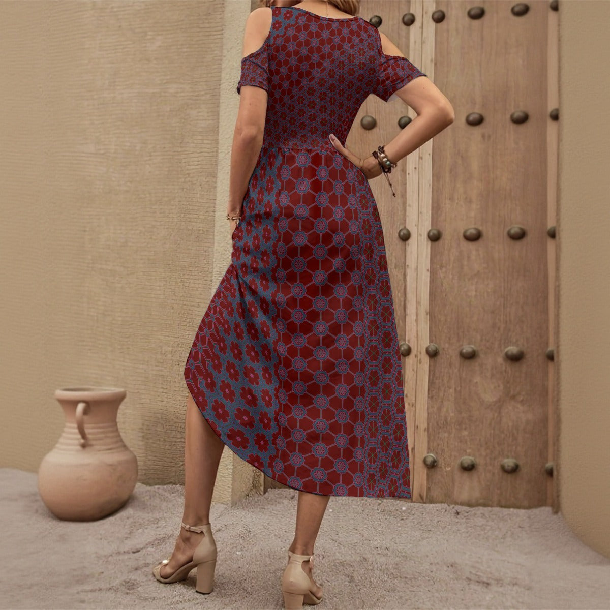 SacredRose - Shoulderless V-Neck Dress