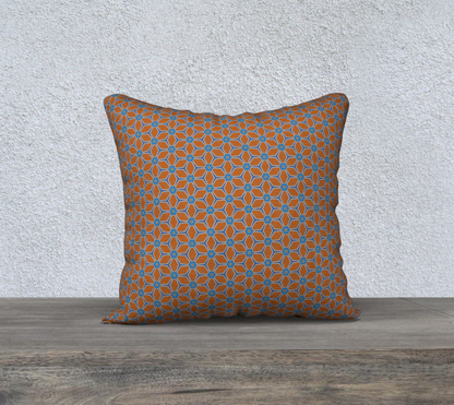 brown cyan geometric double sided pillow case