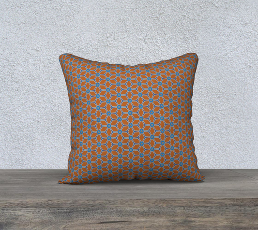 brown cyan geometric double sided pillow case