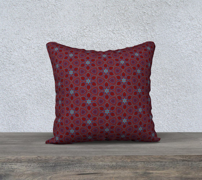 red cyan floral double sided pillow case