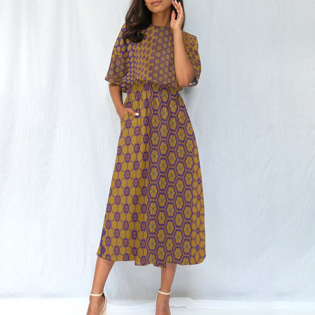 GoldenDharma - Knee Length Dress