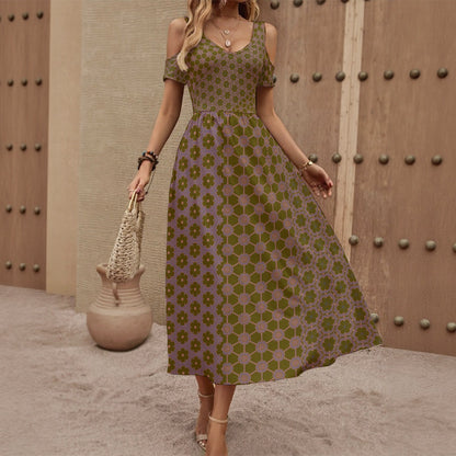 DesertSage - Shoulderless V-Neck Dress