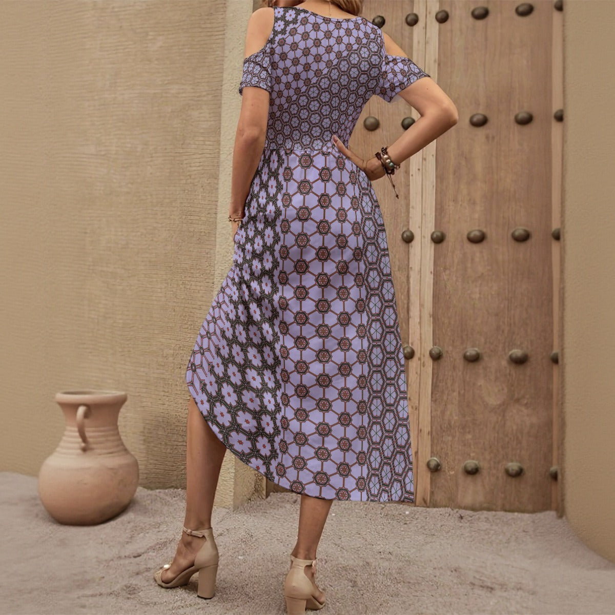 DaysOfLavender - Shoulderless V-Neck Dress