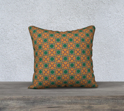 brown green floral double sided pillow case