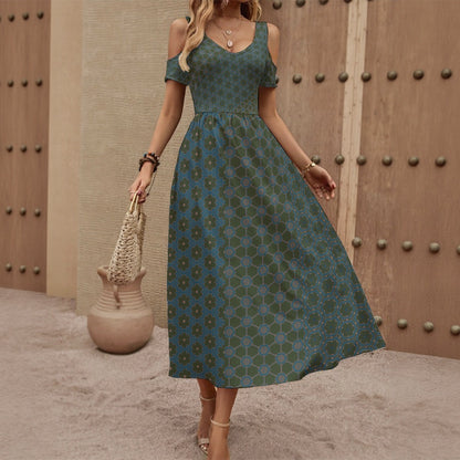 OliveSky - Shoulderless V-Neck Dress