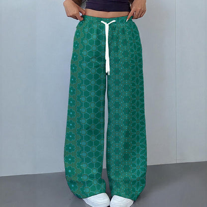 DivineCoral - Drawstring Baggy Trousers