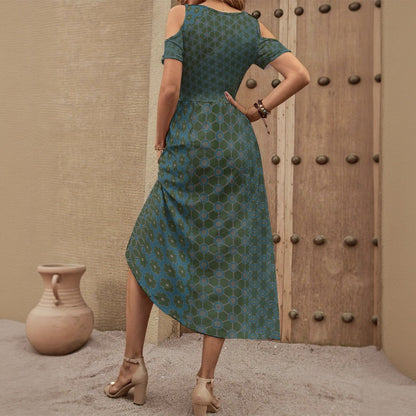 OliveSky - Shoulderless V-Neck Dress