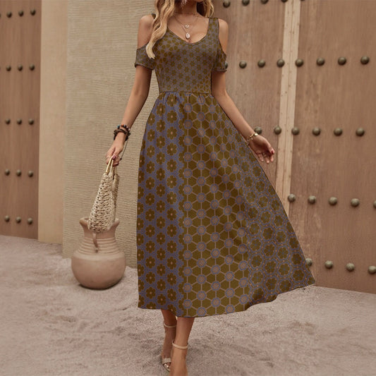 Grounded - Shoulderless V-Neck Dress