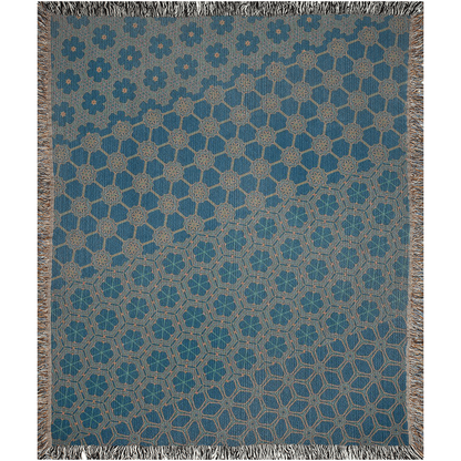 One of a Kind Woven Cotton Aqua Throw Blanket