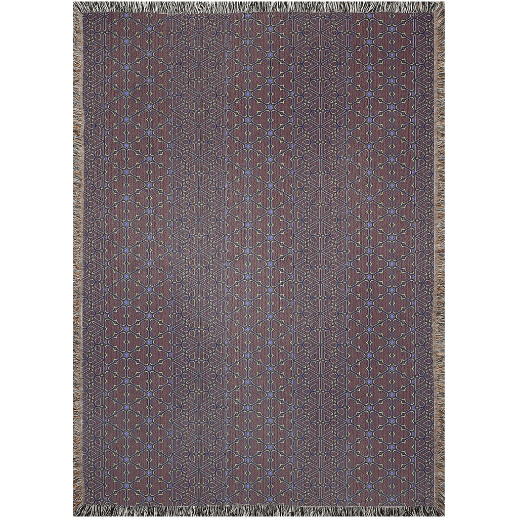One of a Kind Woven Cotton Magenta / Brown Throw Blanket