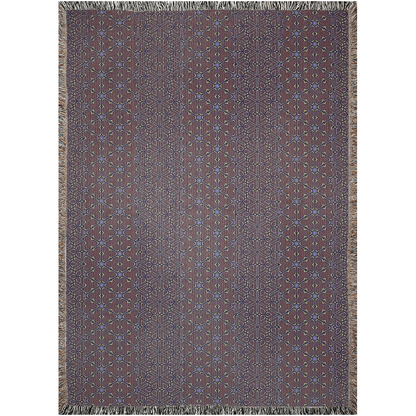 One of a Kind Woven Cotton Magenta / Brown Throw Blanket