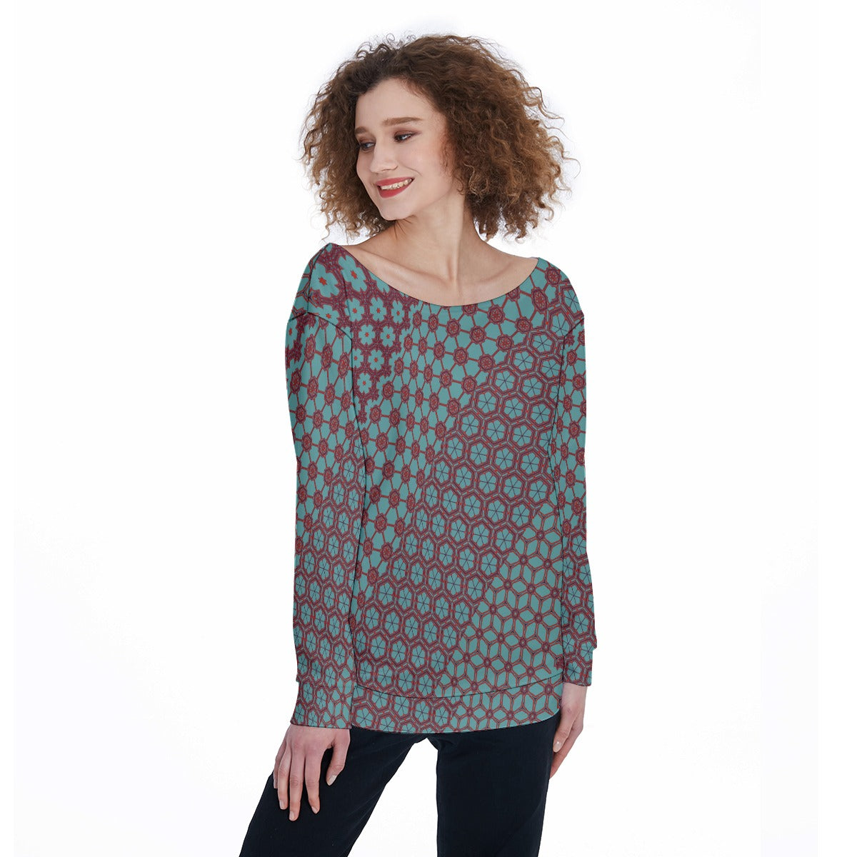 SultryCyan - Off Shoulder Ssweatshirt
