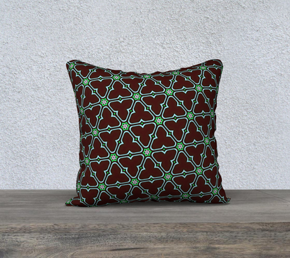 brown green floral double sided pillow case