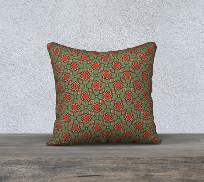 olive orange floral double sided pillow case