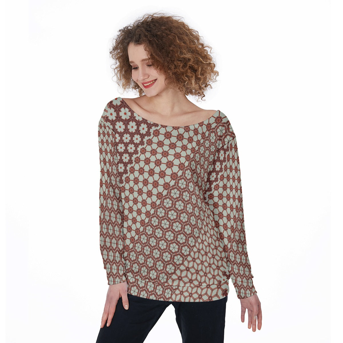 RainFlower - Off Shoulder Ssweatshirt