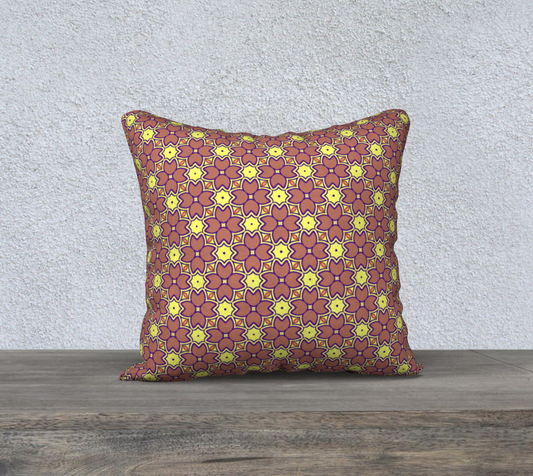 brown yellow floral double sided pillow case