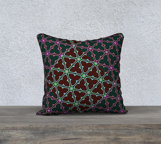 red cyan floral double sided pillow case