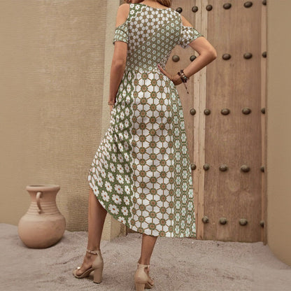 DivineStems - Shoulderless V-Neck Dress