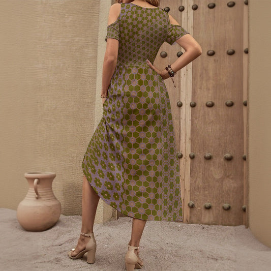 DesertSage - Shoulderless V-Neck Dress