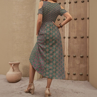 EucalyptusLeaf - Shoulderless V-Neck Dress