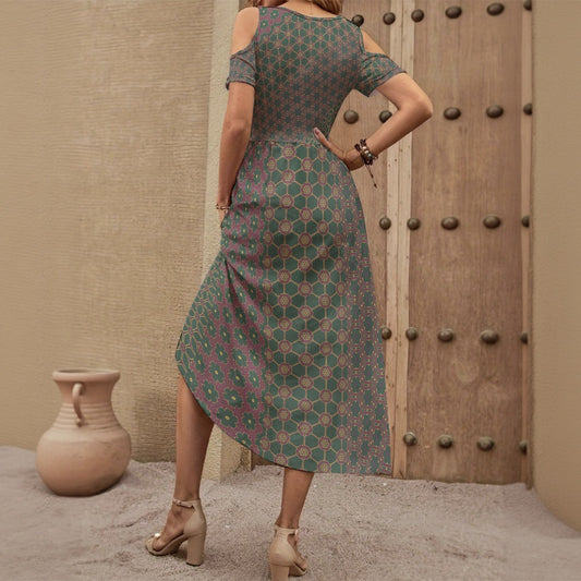 EucalyptusLeaf - Shoulderless V-Neck Dress