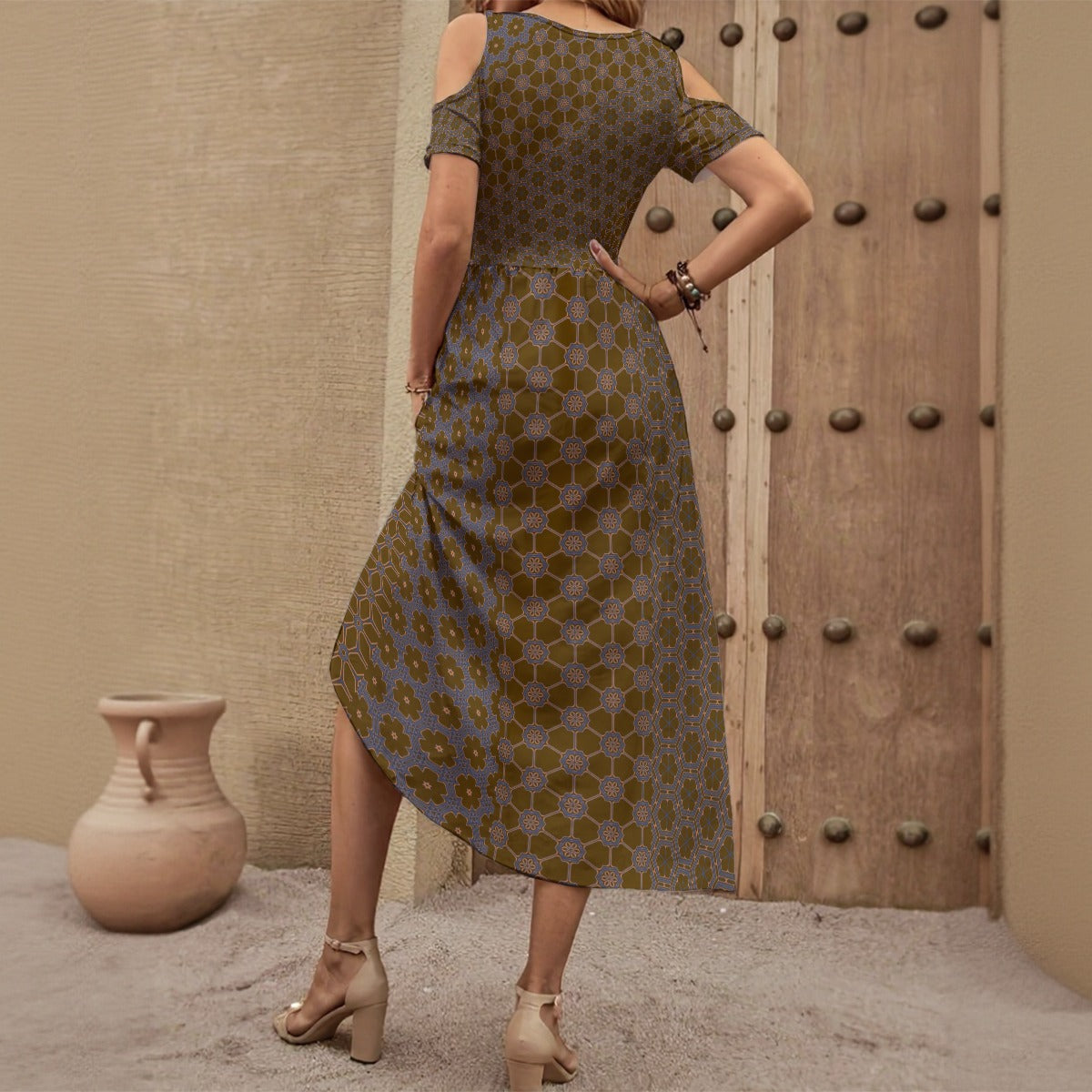 Grounded - Shoulderless V-Neck Dress